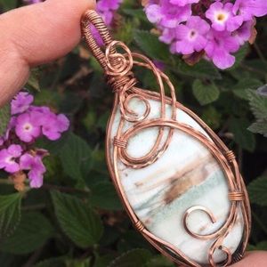 Green Opal Wire Wrapped Crystal Pendant